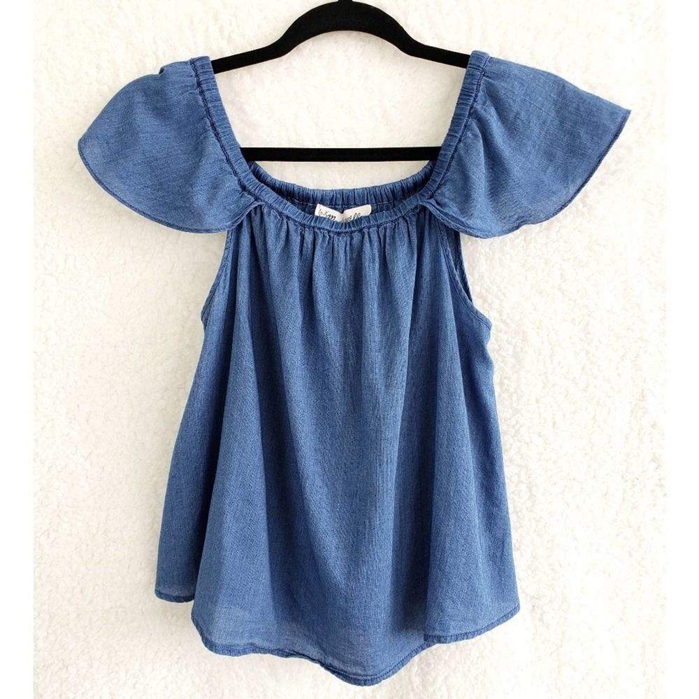 Madewell Chambray Denim Off the Shoulder Top - Picture 2 of 6
